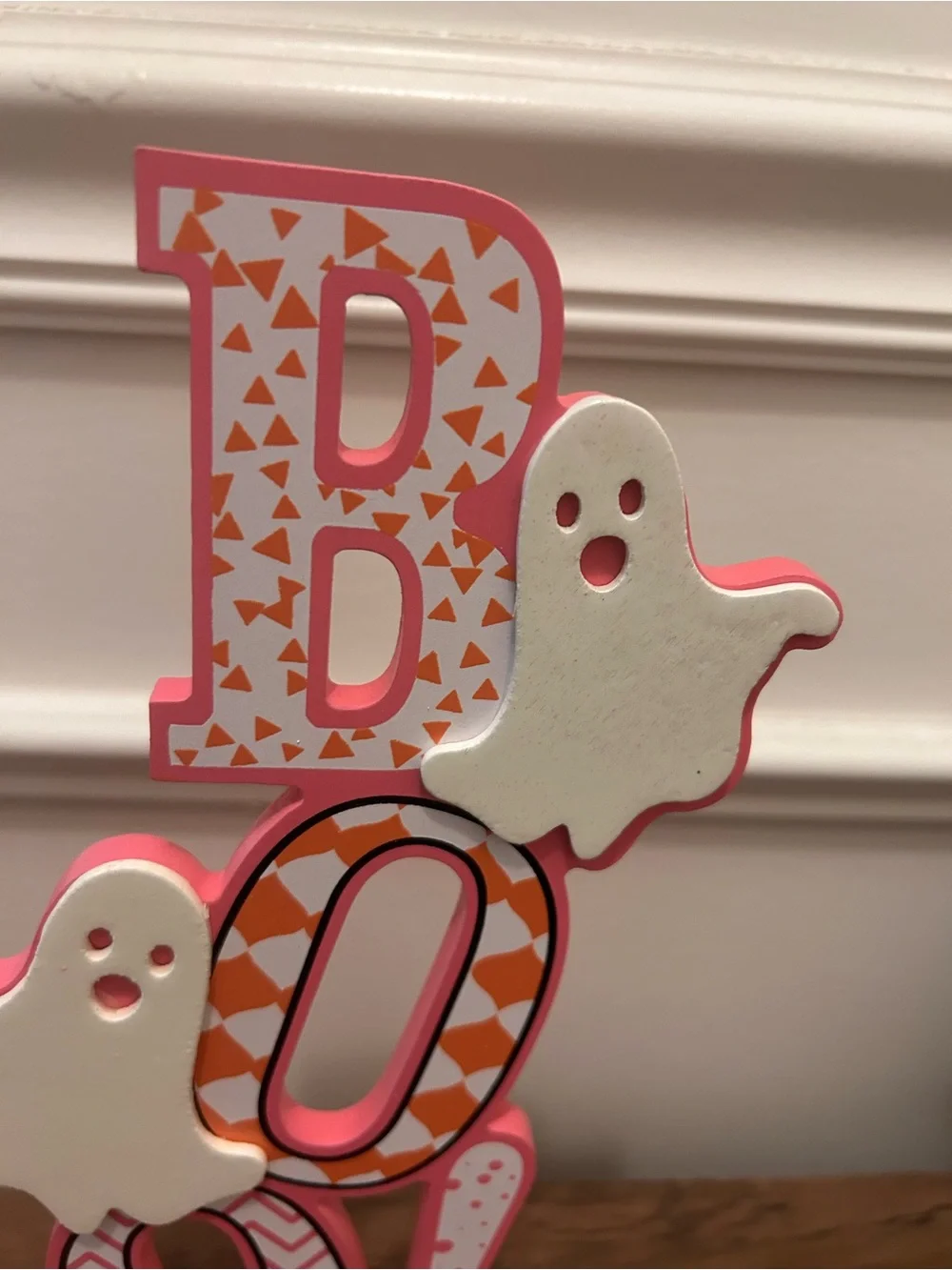 Pink 'BOO!' Halloween Tabletop Decor by